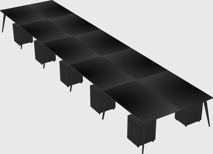 Shared rectangular office desk system