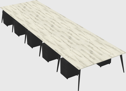 Shared rectangular office desk system