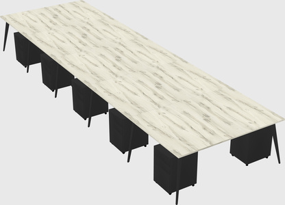 Shared rectangular office desk system