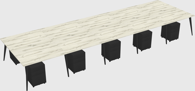Shared rectangular office desk system