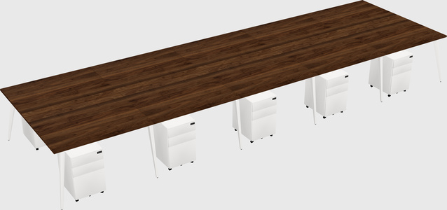 Shared rectangular office desk system