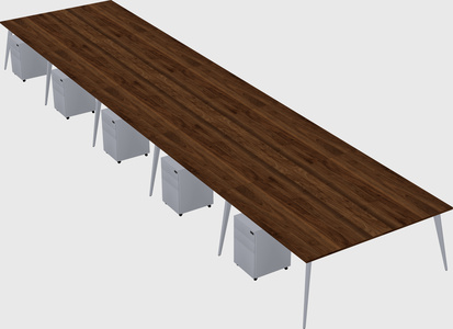 Shared rectangular office desk system