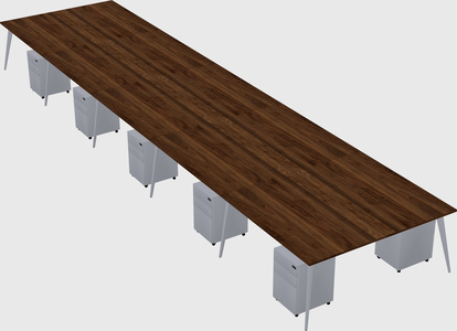 Shared rectangular office desk system