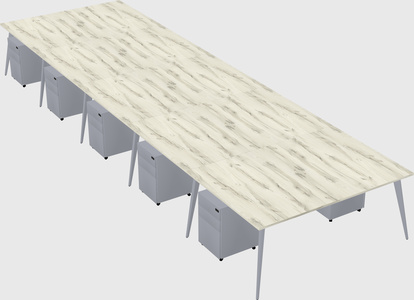 Shared rectangular office desk system