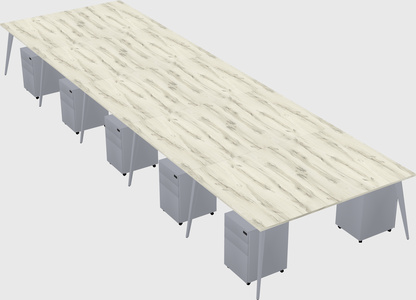 Shared rectangular office desk system