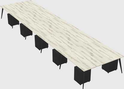 Shared rectangular office desk system