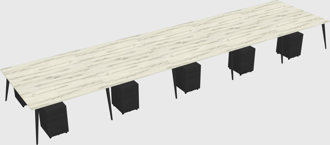 Shared rectangular office desk system