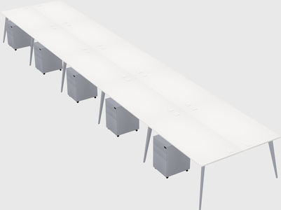 Shared rectangular office desk system