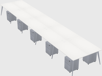 Shared rectangular office desk system