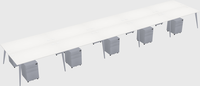 Shared rectangular office desk system