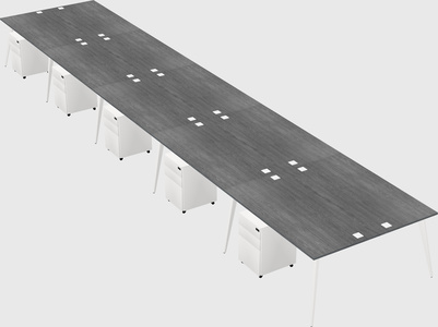 Shared rectangular office desk system