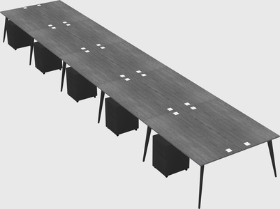 Shared rectangular office desk system