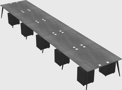 Shared rectangular office desk system