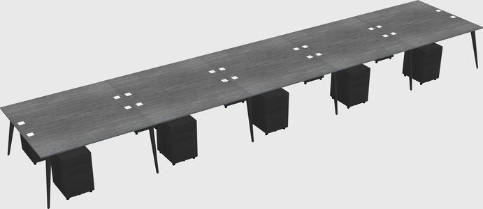 Shared rectangular office desk system