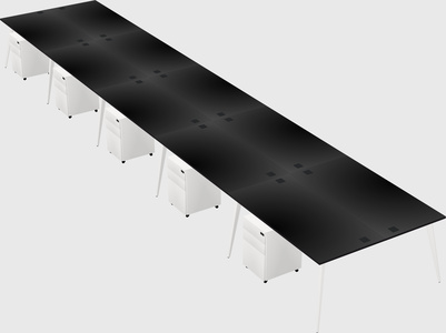 Shared rectangular office desk system
