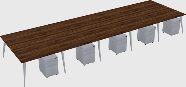 Shared rectangular office desk system