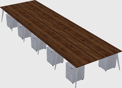 Shared rectangular office desk system