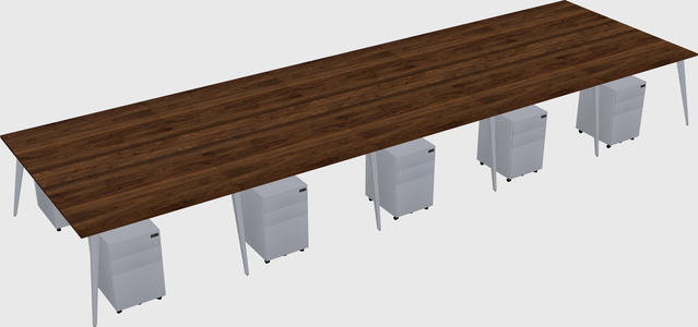 Shared rectangular office desk system