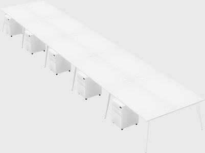 Shared rectangular office desk system