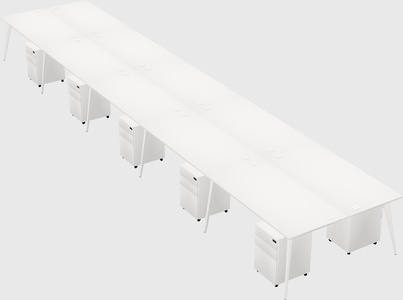 Shared rectangular office desk system