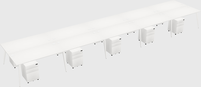 Shared rectangular office desk system
