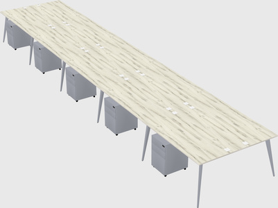 Shared rectangular office desk system
