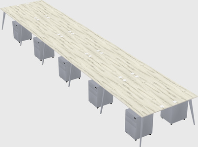 Shared rectangular office desk system