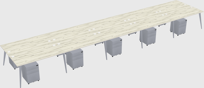 Shared rectangular office desk system
