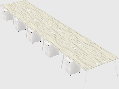 Shared rectangular office desk system