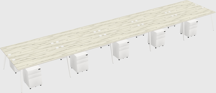 Shared rectangular office desk system