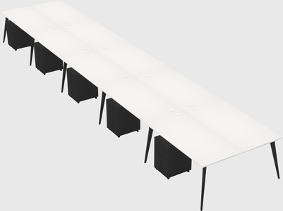 Shared rectangular office desk system