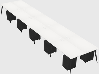 Shared rectangular office desk system