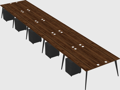 Shared rectangular office desk system