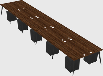 Shared rectangular office desk system