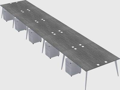 Shared rectangular office desk system