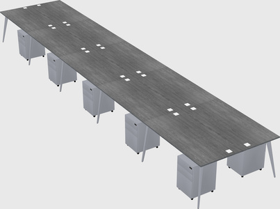 Shared rectangular office desk system