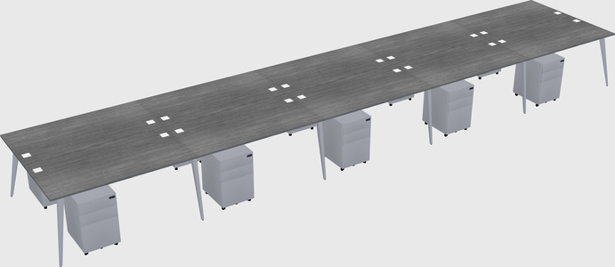 Shared rectangular office desk system