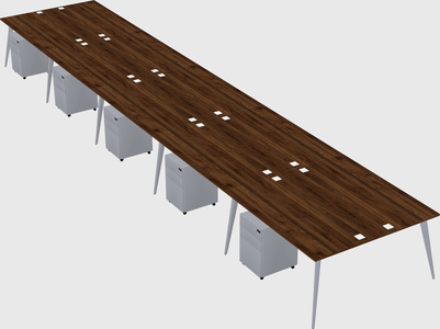 Shared rectangular office desk system