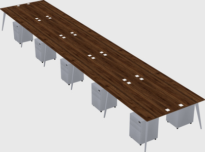 Shared rectangular office desk system