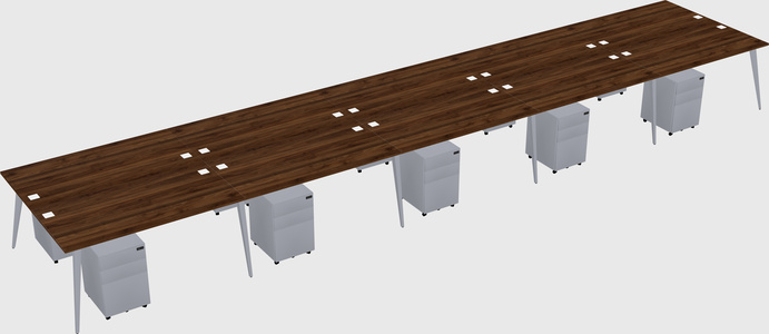 Shared rectangular office desk system