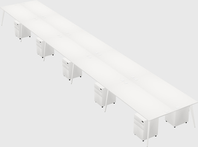 Shared rectangular office desk system