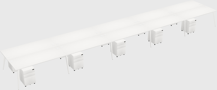 Shared rectangular office desk system