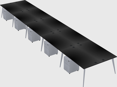 Shared rectangular office desk system