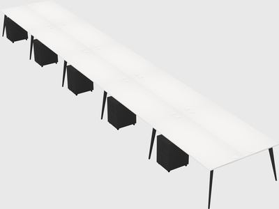 Shared rectangular office desk system