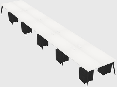 Shared rectangular office desk system