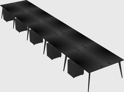 Shared rectangular office desk system