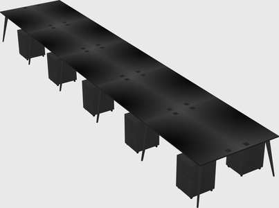 Shared rectangular office desk system