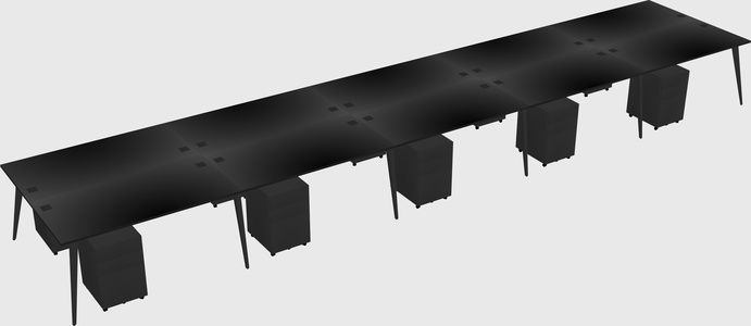 Shared rectangular office desk system