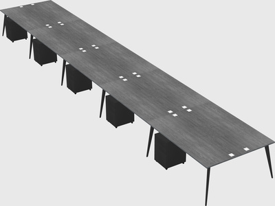 Shared rectangular office desk system