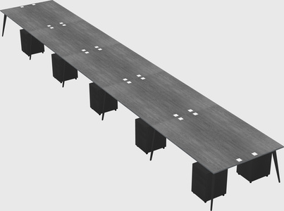 Shared rectangular office desk system